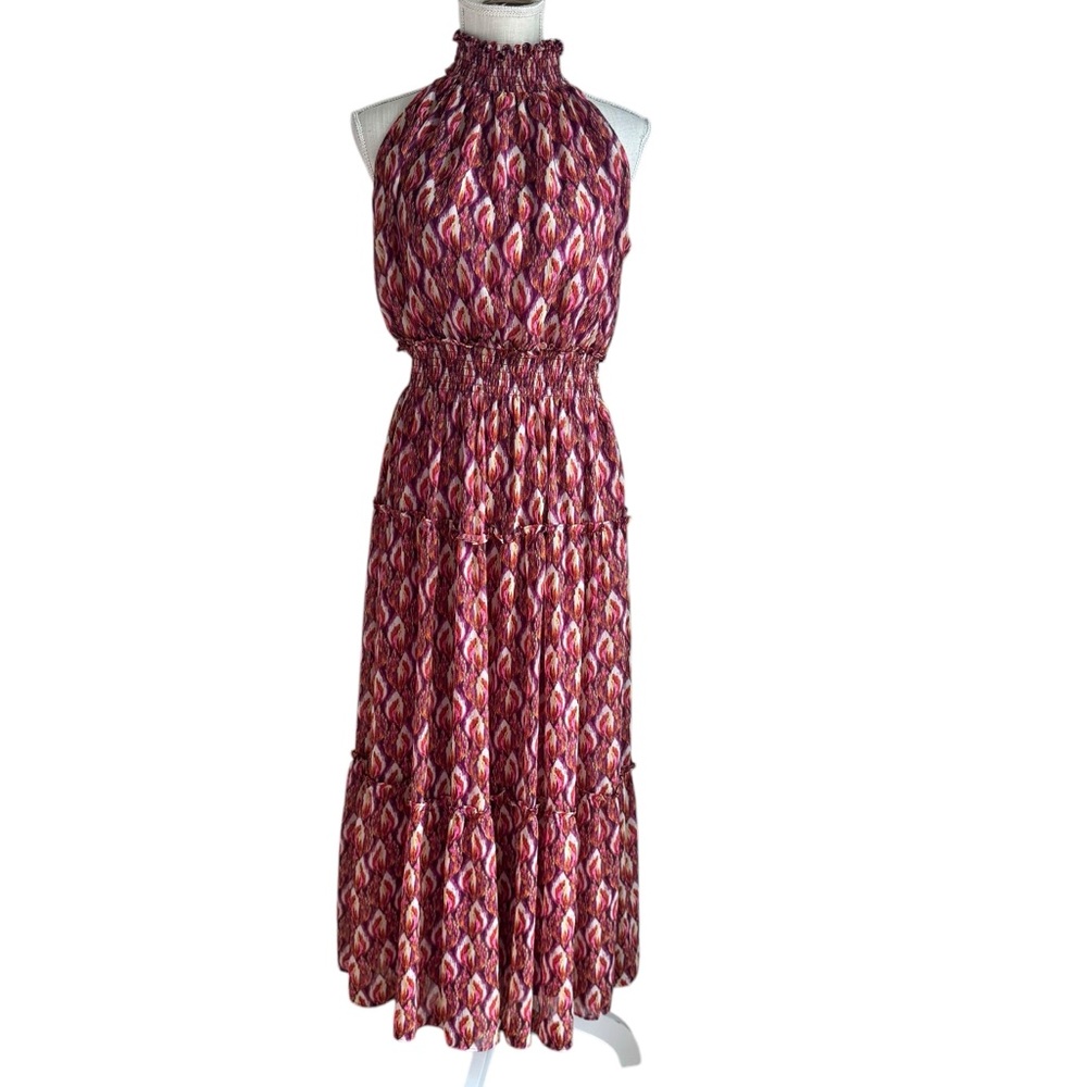 Taylor Women's Sleeveless Mock Neck Novelty Print Maxi Dress Size 8